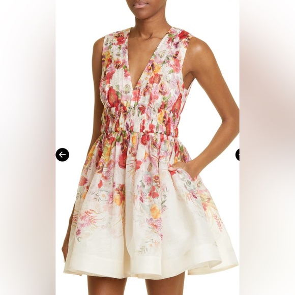 Zimmermann Floral Skater Dress in Pink and Cream size Zimmerman 1, fits US 4 - Picture 2 of 6